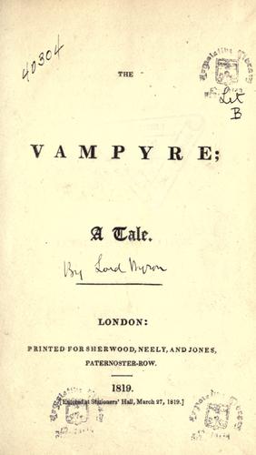 John William Polidori, John Polidori, John William Polidori: The Vampyre (1819)