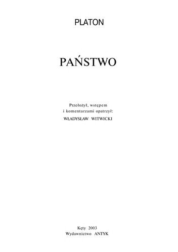 Platone: Pan stwo (Polish language, 2003, "Antyk")
