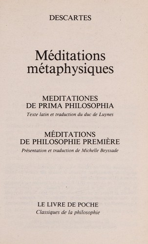 René Descartes: Méditations métaphysiques (French language, 1990, Librairie générale française)