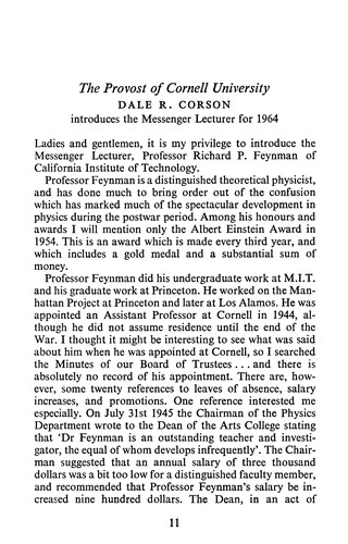 Richard Phillips Feynman: The character of physical law (1967, M.I.T.Press)